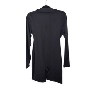 Skims Womens Large Black Long Sleeve Zip Front Romper Bodysuit Mock Neck L